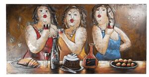 Nástěnná malba tří kyprých hodujících žen – 140x8x70 cm