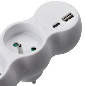 SOLIGHT Rozbočka s USB A+C nabíječkou, 2 x 10A, bílá