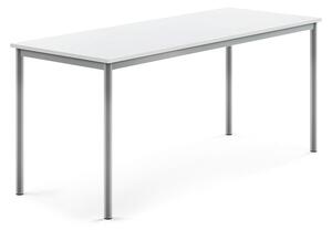 AJ Produkty Stůl BORÅS, 1800x700x760 mm, stříbrné nohy, HPL deska, bílá