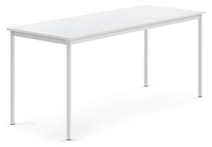 AJ Produkty Stůl BORÅS, 1800x700x760 mm, bílé nohy, HPL deska, bílá