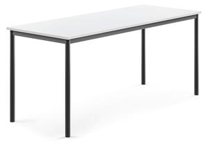 AJ Produkty Stůl BORÅS, 1800x700x760 mm, antracitově šedé nohy, HPL deska, bílá