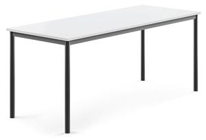 AJ Produkty Stůl SONITUS, 1800x700x720 mm, antracitově šedé nohy, HPL deska tlumící hluk, bílá
