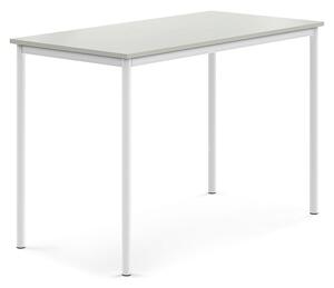 AJ Produkty Stůl BORÅS, 1400x700x900 mm, bílé nohy, HPL deska, šedá