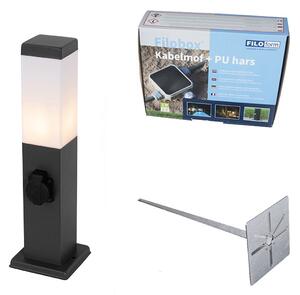 Venkovní lampa tmavě šedá 45 cm se zásuvkou IP44 - Malios