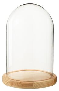 Přírodní dřevěný podnos se skleněným poklopem Bell Jar M - Ø 17,5*26 cm - J-Line by Jolipa