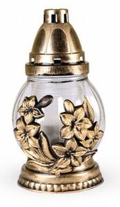 Skleněná lampa s plastickým dekorem Květ, zlatá