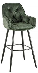Barová židle MALANO zelená samet Nábytek | Jídelní prostory | Barové židle