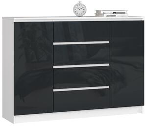 Ak furniture Komoda Rollo Z 140 cm grafit lesk/bílá