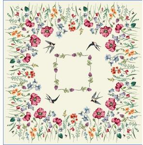 Gobelínový ubrus - okrasné květy s vlaštovkami - Květy a vlaštovky - 40*100 cm
