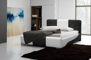 Moderní čalouněná postel Abiel s úložným prostorem bílá a šedá 200 x 200
