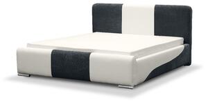 Moderní čalouněná postel Abiel s úložným prostorem bílá a šedá 200 x 200