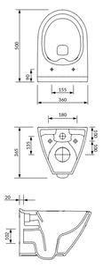 Cersanit Mille, System50 MECH podomítkový rám + závěsná wc mísa Mille Plus CleanOn + černé tlačítko MOVI II, S701-756