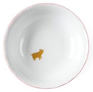 Porcelánová mísa Zlaté prasátko / červená linka 1,2 l