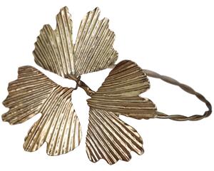 Kovový kroužek na ubrousky Antique Brass Three Leaves