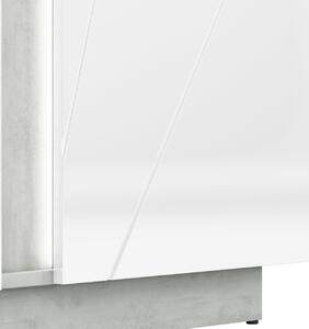 Skříňka RTV LORA LA09 beton stříbrný / bílý lesk