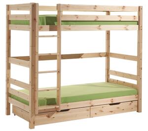 Borovicová dvoupatrová postel Vipack Pino 90 x 200 cm se zásuvkami