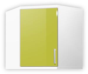Koupelnová skříňka rohová závěsná K33 barva skříňky: bílá 113, barva dvířek: lemon lesk