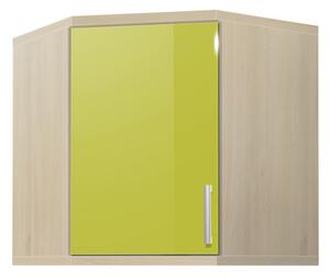Koupelnová skříňka rohová závěsná K33 barva skříňky: akát, barva dvířek: lemon lesk
