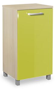 Koupelnová skříňka s košem na prádlo K18 barva skříňky: akát, barva dvířek: lemon lesk