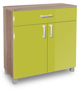 Koupelnová skříňka K23 barva skříňky: dub sonoma tmavá, barva dvířek: lemon lesk