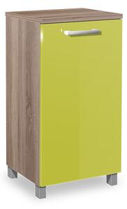 Koupelnová skříňka s košem na prádlo K18 barva skříňky: dub sonoma tmavá, barva dvířek: lemon lesk