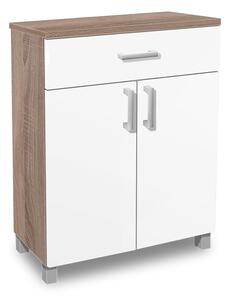 Koupelnová skříňka K24 barva skříňky: dub sonoma tmavá, barva dvířek: bílá lamino