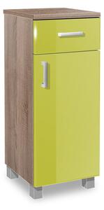 Koupelnová skříňka K26 barva skříňky: dub sonoma tmavá, barva dvířek: lemon lesk