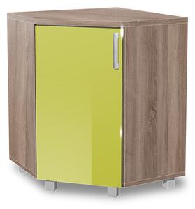Koupelnová skříňka rohová K34 barva skříňky: dub sonoma tmavá, barva dvířek: lemon lesk