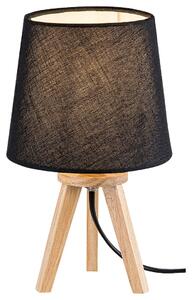 Rabalux 2069 LYCHEE - Stolní lampička se dřevěnou trojnožkou a textilním stínidlem, 1 x E14, 23cm (Stolní lampa nejen na noční stolek se dřevěným podstavcem)