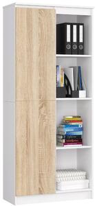 Ak furniture Regál Rexa 80 cm 1 skříňka a 4 police bílý/sonoma