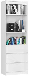 Ak furniture Knihovna Star 60 cm bílý mat/bílý lesk