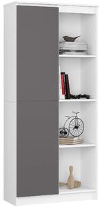 Ak furniture Knihovna R 80 cm CLP bílá/grafitová