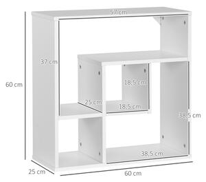 HOMCOM Čtvercová nástěnná police bílá, 60 x 60 x 25 cm
