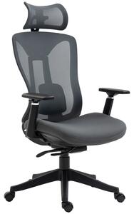 Vinsetto Kancelářská výškově nastavitelná židle s opěrkou hlavy, šedá