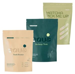 Sada 3 produktů EQUA Matcha Pick Me Up, Tonic a Youth Booster - zdravé nápoje EQUA pro hydrataci a elasticitu pokožky
