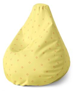 Sablio Sedací vak Pear Červené kroužky na žluté - 70 x 95 x 15 cm