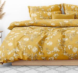 Goldea luxusní povlečení z bavlněného saténu - vzor 1006 lilie na hořčicovém 140 x 200 a 70 x 90 cm