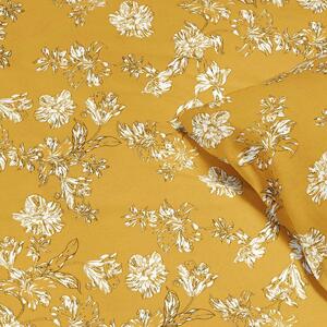 Goldea flanelové ložní povlečení - lilie na hořčicovém 140 x 220 a 70 x 90 cm