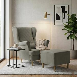 Skandinávské křeslo s opěradlem a podnožkou KLEO Světle hnědá