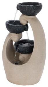 Zahradní fontána s osvětlením Teacup, 26x21x48 cm, polistone, béžová