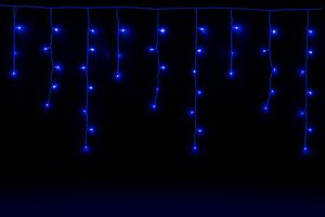 Vnitřní LED vánoční závěs - modrá, 5m, 210 LED, stále svítící, se záblesky, propojovatelný