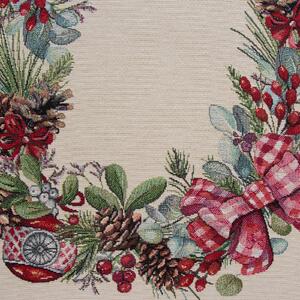 VÁNOČNÍ GOBELÍNOVÝ UBRUS GARLAND 100X100 CM VZOROVANÝ