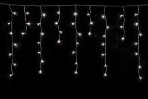 Vnitřní LED vánoční závěs na baterie – studená bílá, 3 m, 92 LED, s programy