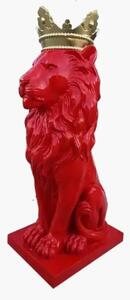 Dekorativní socha sedící lev King červený 80 cm