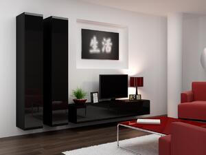 Obývací stěna VIGO 4D černá / černý lesk