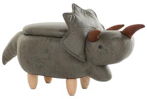 Zvířecí stolička s úložným prostorem TRICERATOPS Dinosaurus Tkanina Tmavě zelená