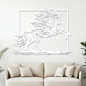 Dřevěný obraz HORSE | Rozměry (cm): 40x31 | Zvolte barvu dekoru: Bílá
