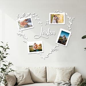 Dřevo života | Dřevěný fotorámeček na více fotografií Srdce lásky Zvolte barvu dekoru: Bílá | Rozměry (cm)grafie: 9x13