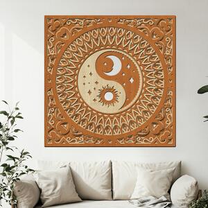 Dřevo života | Dřevěná 5 vrstvá mandala YING YANG | Rozměry (cm): 80 | Zvolte barevný dekor: třešeň-javor