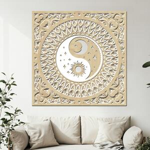 Dřevo života | Dřevěná 5 vrstvá mandala YING YANG | Rozměry (cm): 40 | Zvolte barevný dekor: javor-bila